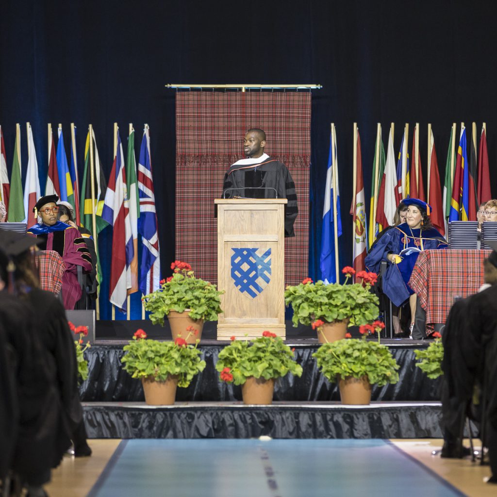 Delivering the Commencement Keynote Address at Macalester College's 2023 Commencement Ceremony